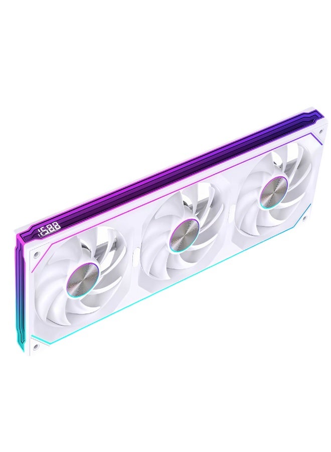 Spear Pc SPEAR SF360R PRO 360mm Triple Gaming Case Fans Black – 3x 120mm PWM 1800RPM – Infinity Mirror Frame with Digital Temperature Display – ARGB Reversal Airflow PC Cooling Kit - Image 1